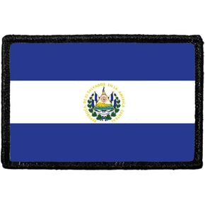 El Salvador Flag - Color | Hook and Loop Attach for Hats, Jeans, Vest, Coat | 2x3 in | by Pull Patch