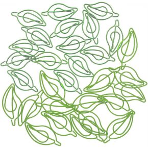 30 Pcs Leaf Shaped Paper Clip Bookmark Office Supplies Set Binder Folders Metal Art Small Paperclips for Notebooks Scrapbooks File Organizer, Green & Light Green