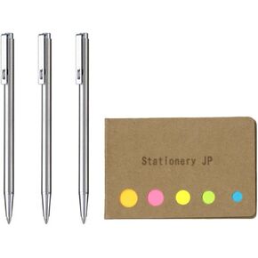 Zebra Techo T-3 Mini Ballpoint Pen for Notebook, 0.7 mm, Black Ink, 3-pack, Sticky Notes Value Set