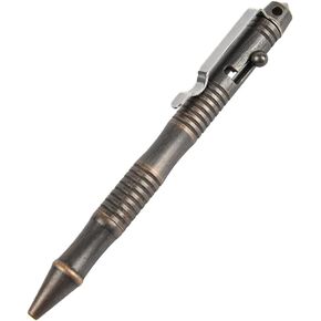 Solid Brass Bolt Action Pen, Metal Writing EDC Pen with Premium Black Refill Comes With Black Pen Pouch, Gift for Office, Business, Executive (Retro Black)