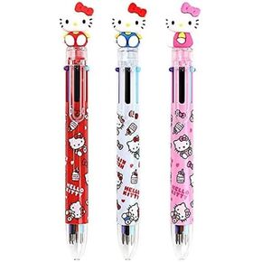ZEESOON Hello Kitty 0.7mm 6 in 1 Multicolor Retractable Ballpoint Pen with Cute Hello Kitty Figure (3 Set)
