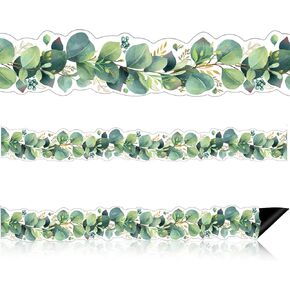 12 Pieces Magnetic Border for Whiteboards Magnetic Bulletin Board Colorful Border Trim Classroom Decorations for Bulletin Boards Office Chalkboard Decors (Eucalyptus)