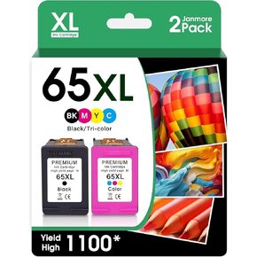 65XL Ink Cartridges Black/Color Combo Pack Compatible for HP Ink 65 hp65 65xl for HP DeskJet 3700 3720 3721 2220 2652 2655 Envy 5055 5070 AMP 100 130 Printer