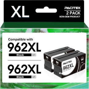 962XL Black Ink Cartridges Replacement for HP 962XL Ink Cartridges Combo Pack 962 XL Black Work with HP OfficeJet Pro 9010 9015 9018 9025 9020 9012 Printers, 2BK