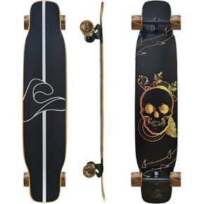 46" Longboard Skateboard for Kids Teens & Adults,Pro Cruiser Surfskate Longboard,7-Layer Canadian Maple Wood Double Kick Concave Deck,ABEC-9 Bearings,70mm Large Wheels,Aluminum Trucks