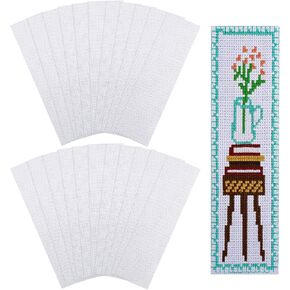 GLOBELAND 22 Pcs Blank Cross Stitch Bookmark 14CT 7.87"x2.36" Cotton Cross Embroidery Bookmarks Aida Fabric Cross Stitch Simple Cross Stitch Fabric for Crafts DIY Crafts Sewing Projects Readers