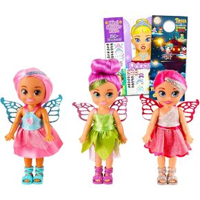 Zuru Sparkle Girlz Dolls Set - 3 Pack Bundle with Zuru Mini Fairy Dolls Plus Stickers, More | Sparkle Girlz Fairy Dolls for Kids