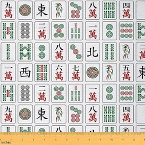 Feelyou Chinese Game Fabric by The Yard 1 Yard Mahjong Upholstery Fabric for Chairs for Luxury Game Playing Waterproof Outdoor Fabric Travel Reupholstery Fabric Decor