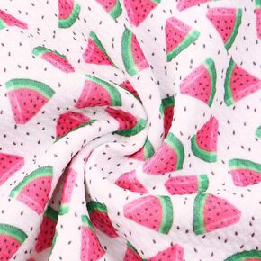 Summer Fruits Watermelon Patterned Bullet Textured Liverpool Fabric 4 Way Stretch Spandex Knit Fabric by The Yard for Head Wrap Accessories (Watermelon)