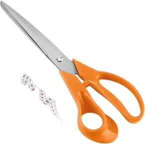 8-Inch Handle Scissors – Sharp Stainless Steel Blades, Ergonomic Grip for Comfortable Cutting, All-Purpose Scissors for Fabric, Paper, Office, and Craft Use, Orange