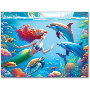 500 Pieces Jigsaw Puzzles for Adults and Teens Family Happy Mermaid Undersea Princess for Kids (500 Piece)
