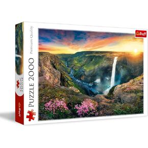 Trefl Háifoss Waterfall, Iceland 2000 Piece Jigsaw Puzzle Red 38"x27" Print, DIY Puzzle, Creative Fun, Classic Puzzle for Adults and Children from 12 Years Old