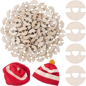 100pcs أزرار بوم خشبية للقبعات ، حب أزرار السحابة اليدوية المصنوعة يدويًا ، حارس مراقب الفراء القابل للإزالة للزخرفة ، DIY ، بيني الحياكة (2 سم)