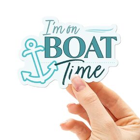 I'm on Boat Time Sticker - Cute Lake & Beach Decal for Hydroflask - Boating Nature Bumper Stickers for Car