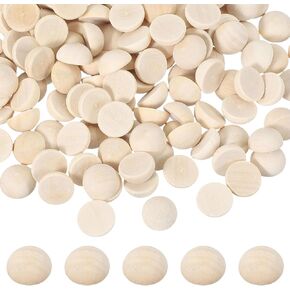 uxcell 200 Pcs Half Wooden Beads, 0.2 Inch(6mm) Unfinished Natural Split Wood Balls, Wooden Half Sphere for Paint DIY Crafts Art Projects Party Decoration, Wood Color