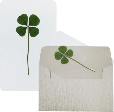 Genuine Real 4 Leaf Clover Card Bookmark, Good Luck Gift Card, Good Luck Charm Deco (Big Four-Leaf Clover) in Kuwait