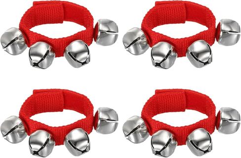 YOKIVE 4 Pack Wrist Bells, Jingle Bells Ankle Bell Percussion Instruments Musical Class Christmas Hand Bells with 4 Bells for Home Party, Green in Saudi Arabia