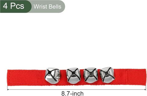 YOKIVE 4 Pack Wrist Bells, Jingle Bells Ankle Bell Percussion Instruments Musical Class Christmas Hand Bells with 4 Bells for Home Party, Green in Saudi Arabia
