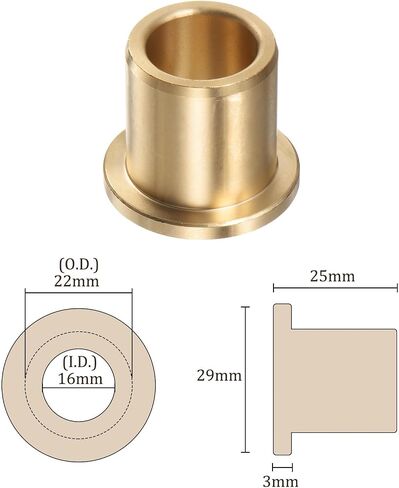 2pcs Bronze Flange Bearing Sleeve [10mm Bore x 14 OD x 20mm Flange Thickness] Self-Lubricating Bushings in Saudi Arabia