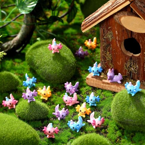 Janmercy 60 PCS Mini Birthday Axolotl Resin Actures Miniature Axolotl Charm Tiny Animal Torms for Diy Garden Dollhous in Kuwait