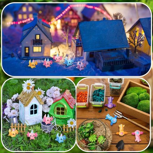 Janmercy 60 PCS Mini Birthday Axolotl Resin Actures Miniature Axolotl Charm Tiny Animal Torms for Diy Garden Dollhous in Kuwait