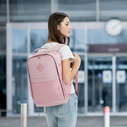 ECOHUB Travel Backpack for Women Men, 17.3" Laptop Backpack with Hat Clip Water-Resistant Carry On Casual Daypack Lightweight Personal Item Bag with USB Charging Port for Business Travel School, Black in Saudi Arabia
