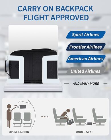 ECOHUB Travel Backpack for Women Men, 17.3" Laptop Backpack with Hat Clip Water-Resistant Carry On Casual Daypack Lightweight Personal Item Bag with USB Charging Port for Business Travel School, Black in Kuwait