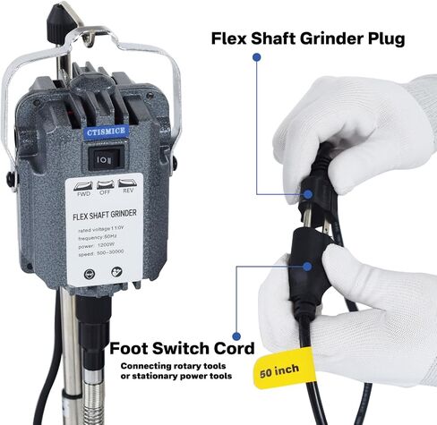 Variable Speed Foot Pedal, Momentary Control Switch with Extended 70 Inch Power Cord and Extended 50 Inch Cord to Connect for Rotary Tools and Stationary Power Tools in Saudi Arabia