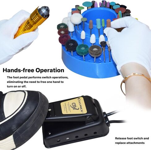 Variable Speed Foot Pedal, Momentary Control Switch with Extended 70 Inch Power Cord and Extended 50 Inch Cord to Connect for Rotary Tools and Stationary Power Tools in Saudi Arabia