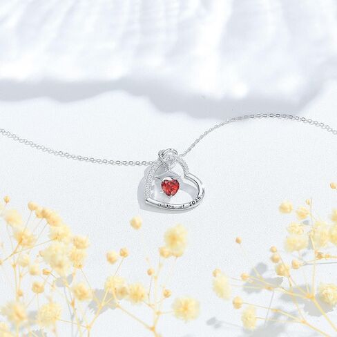 Turandoss 2024 Graduation Gifts for Her - S925 Sterling Silver Heart Birthstone Graduation Cap Necklace Class of 2024 College High School Masters Degree Graduation Gifts for Teens Girls Daughter Niece in Kuwait