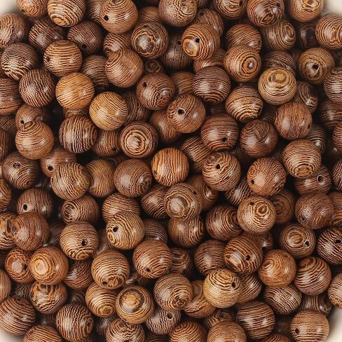 DAHI 600pcs 8mm Dark Brown Wooden Beads Undyed Natural Stripe Round Wood Beads Bulk Wooden Loose Craft Beads for Bracelets and Jewelry Making（8mm in Saudi Arabia