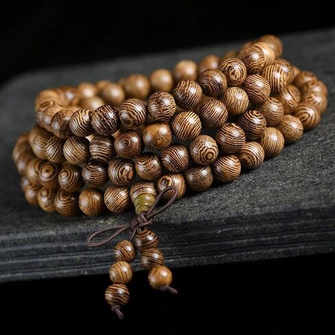 DAHI 600pcs 8mm Dark Brown Wooden Beads Undyed Natural Stripe Round Wood Beads Bulk Wooden Loose Craft Beads for Bracelets and Jewelry Making（8mm in Saudi Arabia