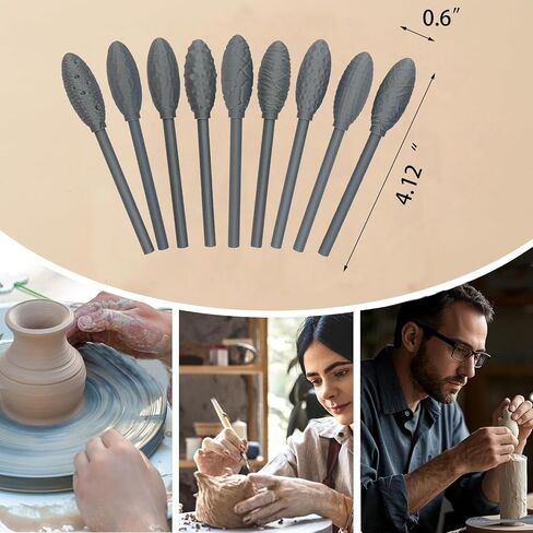 Texture Roller for Clay, 9pcs Texture Tool Set for Art Projects, Oval DIY Decorative Art Pattern Paint Roller for Clay and Pottery, Premium Pottery Sculpture Tool in Saudi Arabia