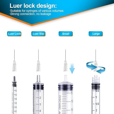 25 Ga 1 بوصة 25 مم Luer Lock مستلزمات التوزيع الصناعية، عبوة من 100 قطعة، معبأة بشكل فردي in Saudi Arabia