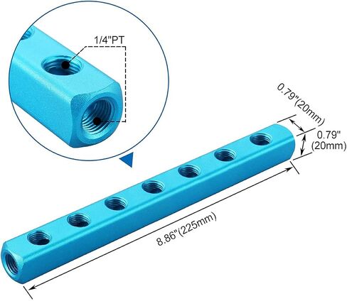 Baomain Manifold Block Pneumatic 5 Way 8 Port 1/4" PT Threaded Ports Quick Connect Air Hose Inline in Saudi Arabia