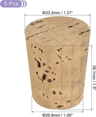 MECCANIXITY Tapered Cork, 33.3x26.9x38.1mm Natural Wooden Leakproof Soft Cork Stoppers for Wine Beer Bottle Crafts Corks Plug Replacement Laboratory Supplies, Dark Wood Color, Pack of 10 in Saudi Arabia
