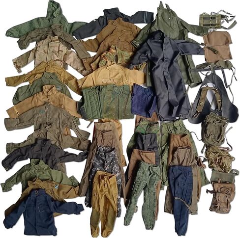 SIXPOINTS 50 Pieces 1/6 Scale Camo Military Clothes & Pants &Bag Accessories Fit for 12" GI Joe Ultimate Soldier Male Military Action Figure Body in Saudi Arabia