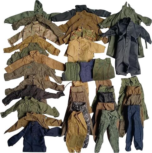 SIXPOINTS 50 Pieces 1/6 Scale Camo Military Clothes & Pants &Bag Accessories Fit for 12" GI Joe Ultimate Soldier Male Military Action Figure Body in Saudi Arabia