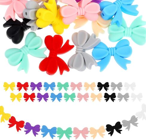 20 PCS سيليكون القوس الخرز لمجوهرات DIY صنع سحر اللطيف الكارتون Cartoon Bowknot للأسوار مفاتيح سلاسل الأقراط الملحق in Saudi Arabia
