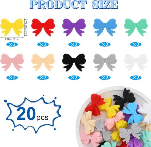 20 PCS سيليكون القوس الخرز لمجوهرات DIY صنع سحر اللطيف الكارتون Cartoon Bowknot للأسوار مفاتيح سلاسل الأقراط الملحق in Saudi Arabia