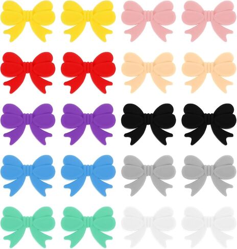 20 PCS سيليكون القوس الخرز لمجوهرات DIY صنع سحر اللطيف الكارتون Cartoon Bowknot للأسوار مفاتيح سلاسل الأقراط الملحق in Saudi Arabia
