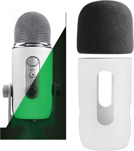 YOUSHARES Blue Yeti Pop Filter - Microphone Cover, Furry Wind Muff, Mic Windscreen for HyperX SoloCast | Yeti | Nano | Fifine AM8 | Razer Seiren / V3 Mini and More USB Mics, White in Saudi Arabia