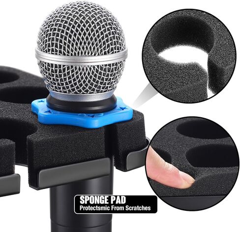 حامل ميكروفون متعدد من Facmogu، حامل ميكروفون متعدد من الألومنيوم يحمل ما يصل إلى 6 ميكروفونات، حامل ميكروفون سلكي ولاسلكي للحامل، حامل ميكروفون متعدد للمنظم والعرض، مع محول ملولب 3/8 بوصة - 16 in Kuwait