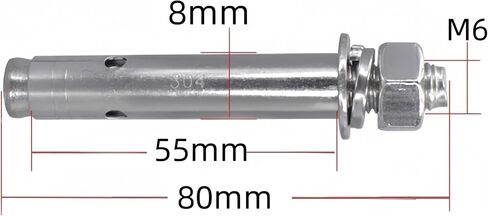M10 x 80 mm External Hex Expansion Bolts Screws Sleeve Anchors, 304 Stainless Steel, 4Pcs in Saudi Arabia