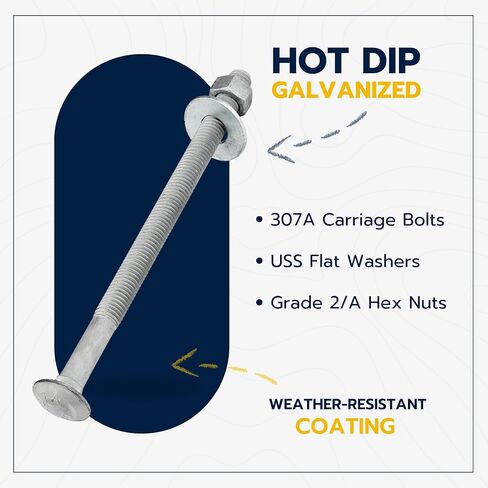 3/8" x 3-1/2" (50 pack) Galvanized Carriage Bolt Kit, Hot Dip Galvanized for Exterior Use by Makers Bolt in Saudi Arabia