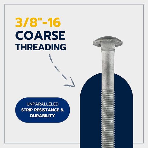 3/8" x 3-1/2" (50 pack) Galvanized Carriage Bolt Kit, Hot Dip Galvanized for Exterior Use by Makers Bolt in Saudi Arabia