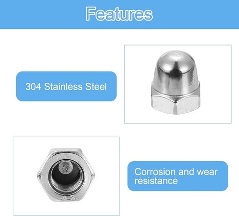 uxcell M4x0.7 Acorn Cap Nuts, 50Pcs 304 Stainless Steel Dome Cap Head Acorn Nut Hardware Nuts for Bolt Cover, Silvery in Saudi Arabia