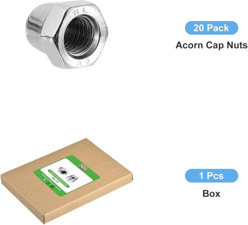 uxcell M4x0.7 Acorn Cap Nuts, 50Pcs 304 Stainless Steel Dome Cap Head Acorn Nut Hardware Nuts for Bolt Cover, Silvery in Saudi Arabia