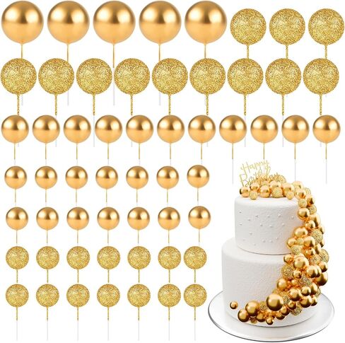 60pcs بريق كرات الكرات زخارف الرغوة كعكة الكعكة أعلى كرات البالون البالون كب كيك أعلى لزينة كعكة حفلة استحمام الطفل (سلسلة بريق الوردي) in Kuwait