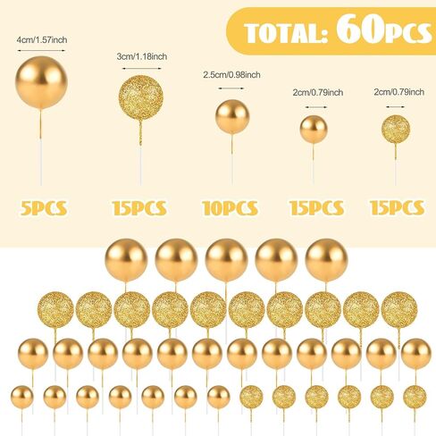 60pcs بريق كرات الكرات زخارف الرغوة كعكة الكعكة أعلى كرات البالون البالون كب كيك أعلى لزينة كعكة حفلة استحمام الطفل (سلسلة بريق الوردي) in Kuwait